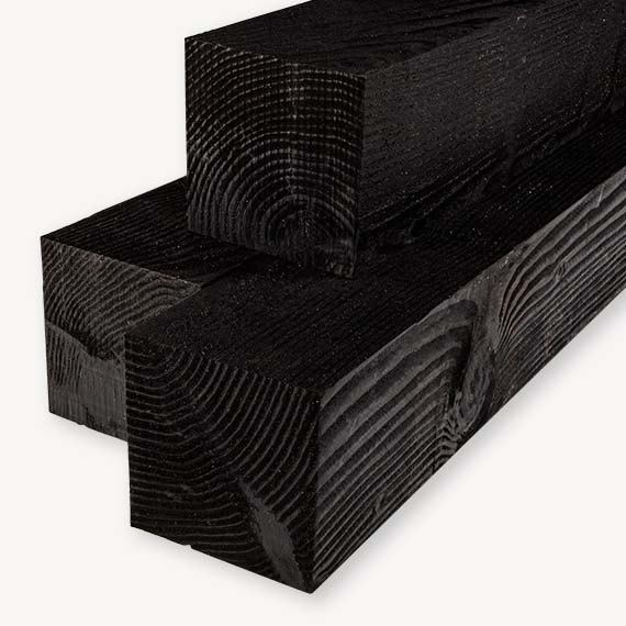 architect Gedeeltelijk Il Douglas paal | ruw | zwart | 20x20 cm | Tuinafscheiding.nl